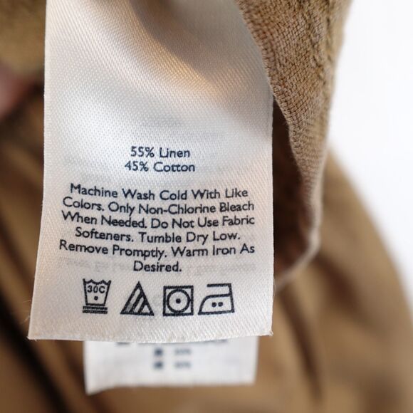 Eddie Bauer Linen Cotton Drawstring Pants Women 8 Brown Relaxed Fit Patch Pocket - Picture 4 of 10